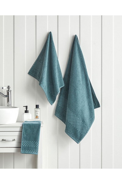 English Home Border Check Бавовняний рушник для обличчя 50x80 см, чорний