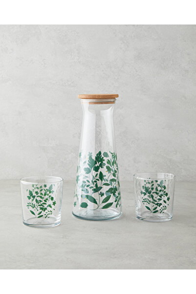 English Home Leafscape Cam 3 Parça Su Takımı 1150 ml + 380 ml Yeşil