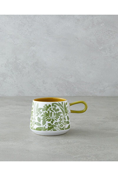 English Home Growtopia Stoneware Kupa 340 ml Yeşil-Beyaz