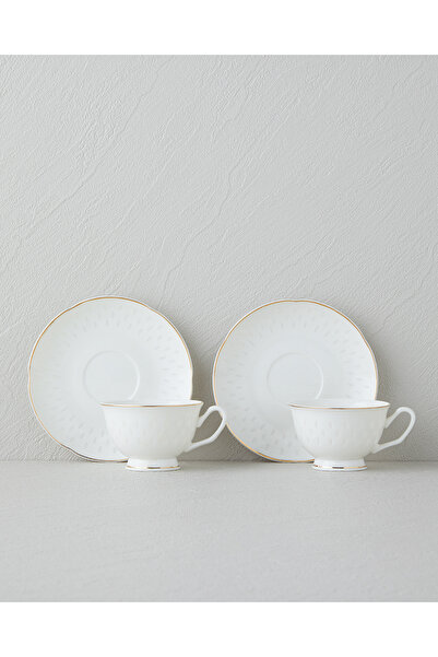 English Home Flare New Bone China 4 Parça 2 Kişilik Kahve Fincan Takımı Gold