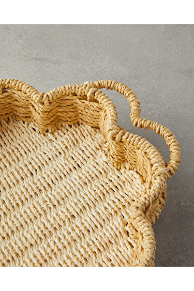 English Home Flore Kağıt İp Dekoratif Tepsi 25x5 cm Natural