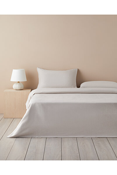 English Home Pied de poule İpliği Boyalı Çift Kişilik Nevresim Takımı 200x220 cm Bej