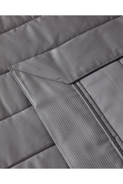 English Home Valery Pamuk Saten Kapitoneli Çift Kişilik Yatak Örtüsü Takımı Koyu Gri