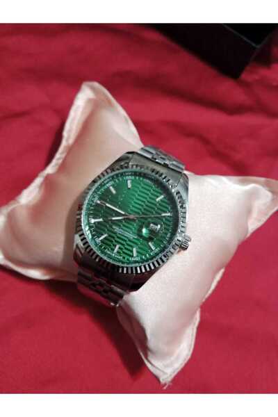 Brality Steel Band Men's Wristwatch- Silver Case- Silver Band Green Dial 6004