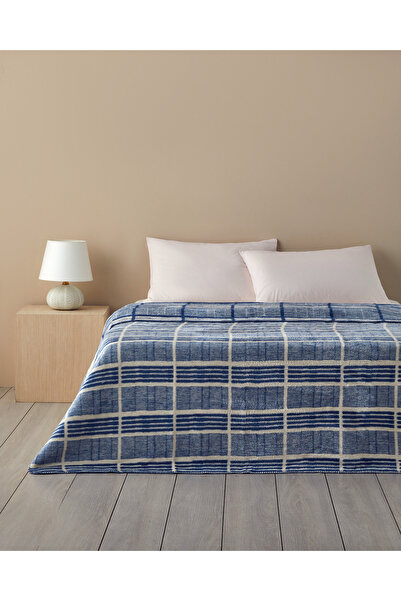 English Home Menor Raya Akrilik Pamuklu Çift Kişilik Battaniye 200x220 cm Indigo-Mavi