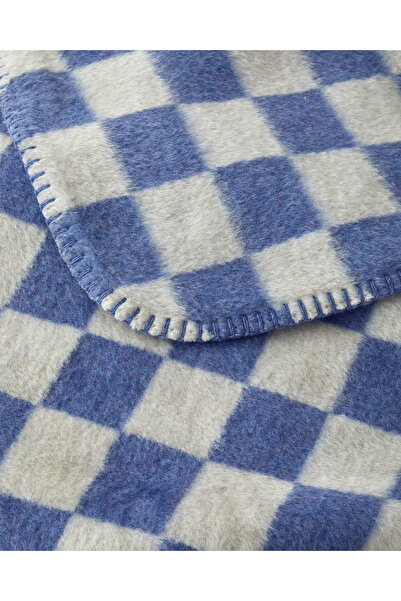 English Home Retro Plaid Akrilik Tv Battaniye Mavi