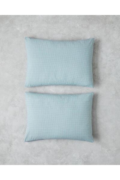 English Home Petit Check Βαμβακερή Μαξιλαροθήκη 2 τεμαχίων 50x70 cm Πράσινο-Μπλε