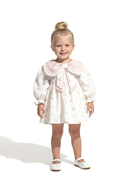 Baby Animals فستان للفتيات الصغيرات، فستان بناتي بياقة، مناسب لحفلات أعياد الميلاد والزفاف والمناسبات الخاصة، بأكمام طويلة مبطنة ومزين بالزهور