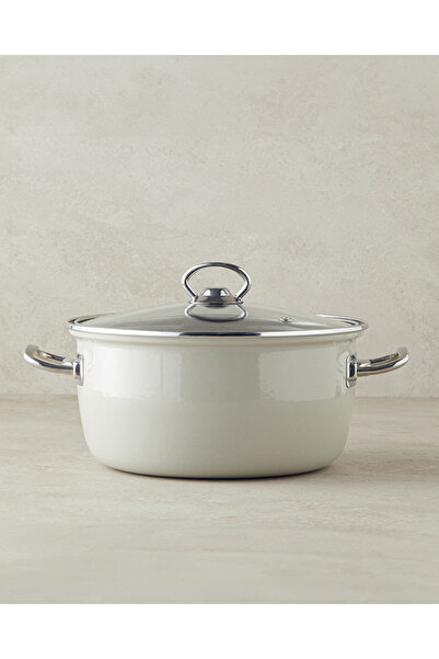 English Home Sartagi Emaye Kızartma Tenceresi 22 Cm Bej