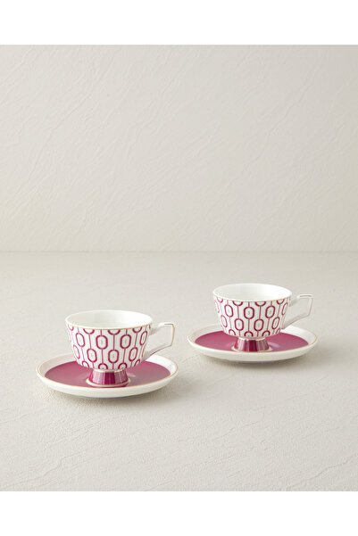 English Home Octavia New Bone China 4 Parça 2 Kişilik Kahve Fincan Takımı 90 ml Fuşya