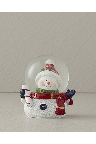English Home Happy Snowman Yılbaşı Kar Küresi 6,5x8,3x9 cm Beyaz