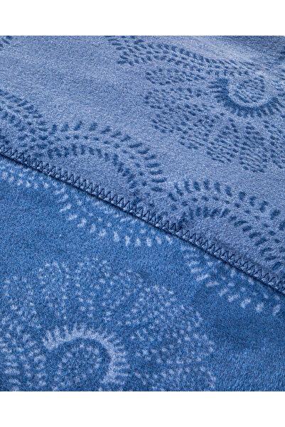 English Home Spread Pamuklu Çift Kişilik Battaniye Mavi