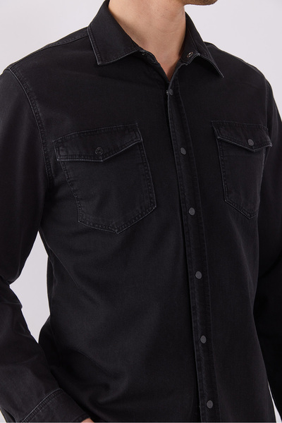 VENA Austin Black Slim Fit Jean Gömlek - BLACK