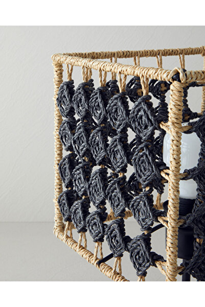 English Home Natural Black Paisly Paper Rope Lampshade - 22X22X40 cm