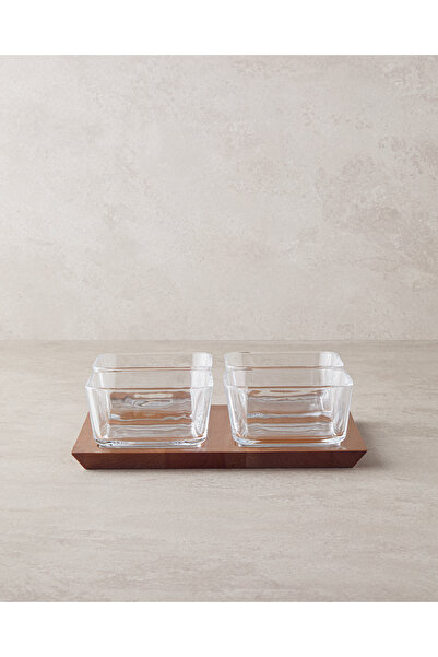 English Home Dainty Ahşap-Cam 5 Parça Sunumluk 10x5 cm Şeffaf