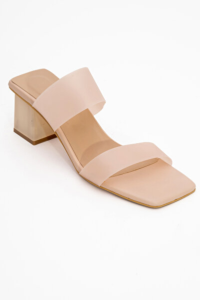 LuviShoes 123 Transparentní dámské pantofle na podpatku Skin Skin