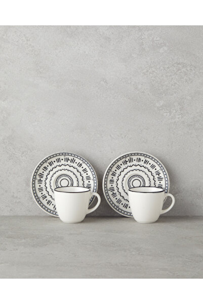 English Home Deco Bone Porselen 4 Parça 2 Kişilik Kahve Fincan Takımı 90 ml S...