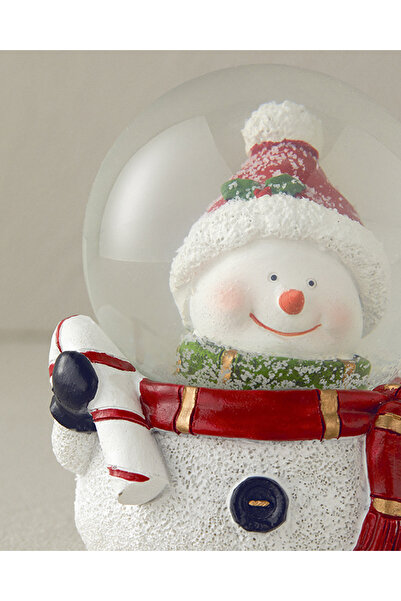 English Home Happy Snowman Yılbaşı Kar Küresi 6,5x8,3x9 cm Beyaz
