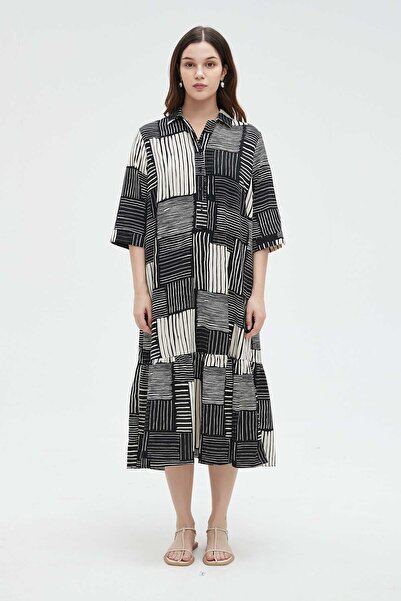 Nichii Floral Midi Dress with 3/4 Sleeves