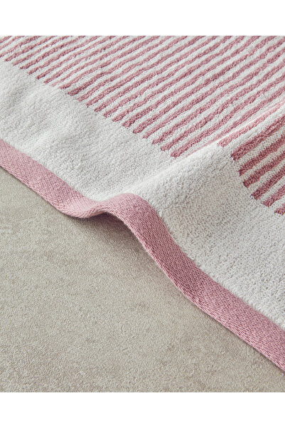 English Home Екрю-рожева прикрашена смугаста бавовняна нитка для рушника для обличчя