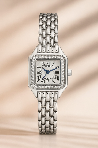 G Sport POLO Kadın Gümüş Çelik Taşlı Analog Klasik Fantazi Kol Saati