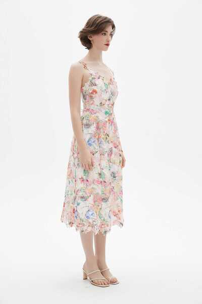 Nichii Floral Ruffled Midi Dress with Straps
