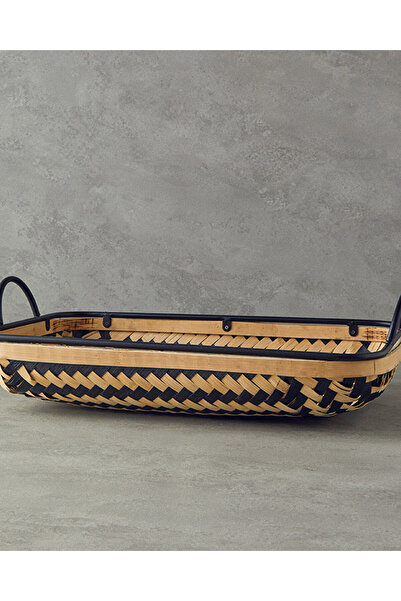 English Home Bamboo Bambu Dekoratif Tepsi Natural-Siyah