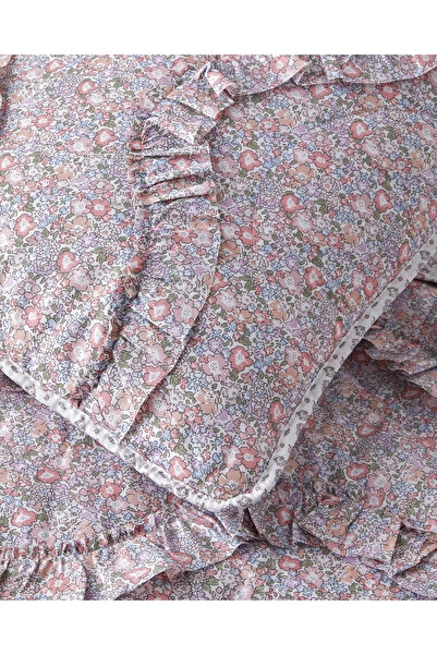 English Home Floral Euphoria Fırfırlı Çift Kişilik Yatak Örtüsü Takımı 200x220 cm Somon