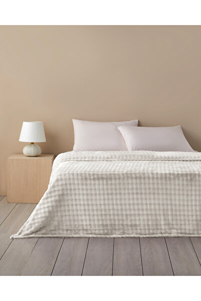 English Home Glance Bubble Supersoft Çift Kişilik Battaniye Krem
