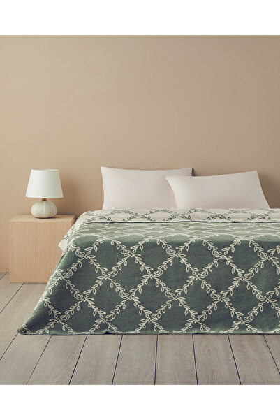 English Home Ivy trellis Pamuklu Çift Kişilik Battaniye Yeşil