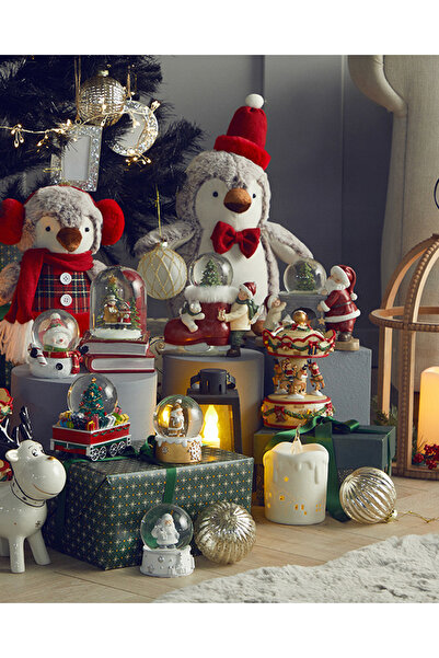 English Home Happy Snowman Yılbaşı Kar Küresi 6,5x8,3x9 cm Beyaz