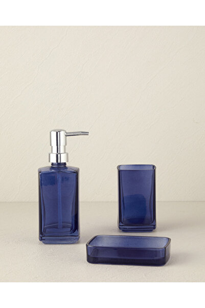 English Home Blue Gloria Glass Bathroom Set