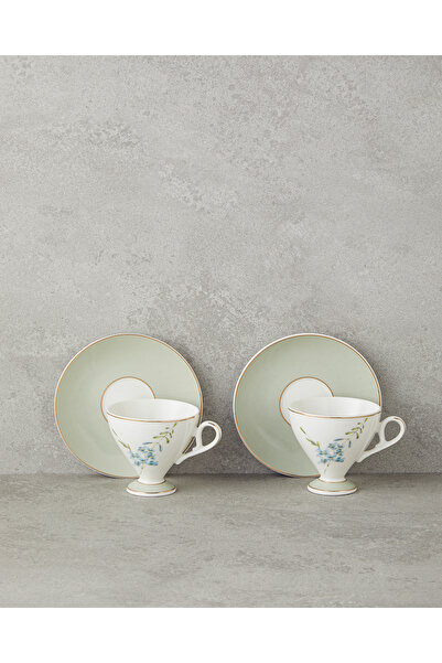 English Home Valentina New Bonem 4-Piece - 2-Person Coffee Cup Set 80 ml Light Green