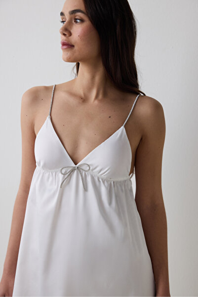 Penti Bridal Delicate Saten Kırık Beyaz Gecelik