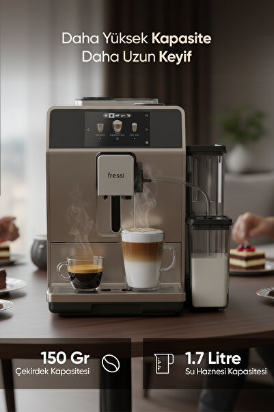 Fressi Dijital Ekranlı Tam Otomatik Espresso Kahve Makinesi 24 Sıcak ve Soğuk İçecek EM-1592 Coffero