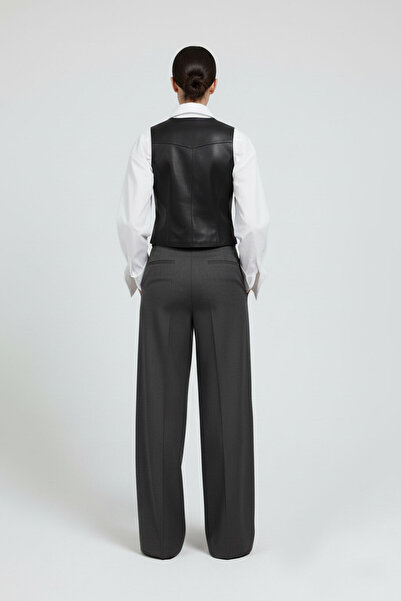 Deriderim Genuine Leather Black Women's Vest