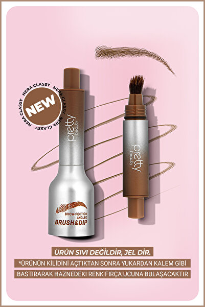 Nera Classy Brow-Fection Angled Brush&Dip Eyebrow Brush, Waterproof Kaş&Saç Dövme Kalemi, Kalıcı Kaş&Saç Boyası