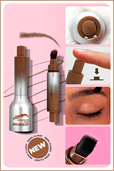 Nera Classy Brow-Fection Angled Brush&Dip Eyebrow Brush, Waterproof Kaş&Saç Dövme Kalemi, Kalıcı Kaş&Saç Boyası