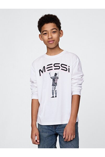 GAP Erkek Çocuk Beyaz Messi Grafik T-Shirt