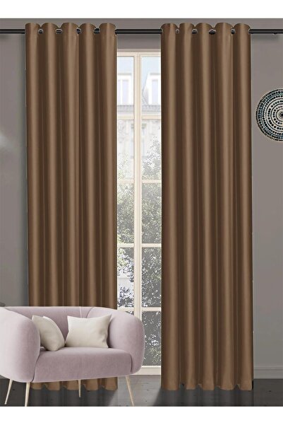 GOCCIA HOME Çift Taraflı Halkalı Blackout Karartma Tek Kanat Fon Perde Krem K...