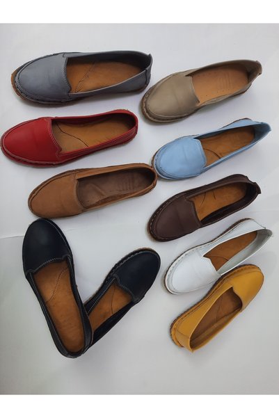 KAPAR 100% Genuine Leather and Handmade Black Color Casual Ballerina Model