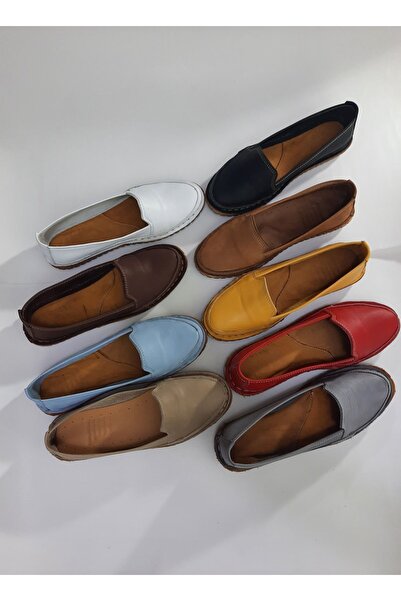 KAPAR 100% Genuine Leather and Handmade, Red Color Casual Ballerina Model
