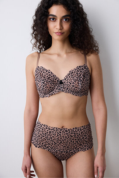 Penti Leopardí zakřivená světle hnědá podprsenka