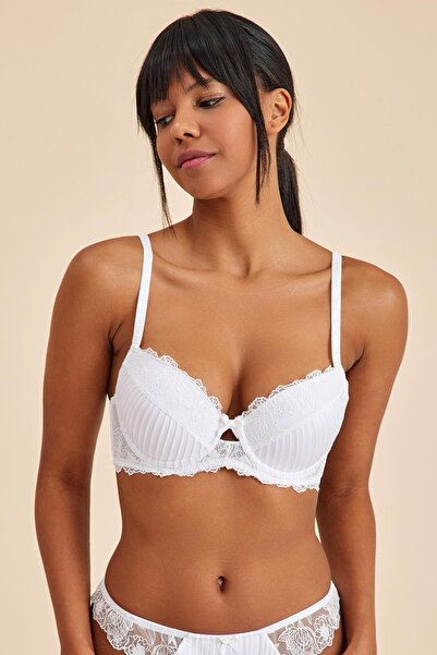 Amarelle Париж Екру Бюстгальтер з бантиком, мереживом та пуш-апом