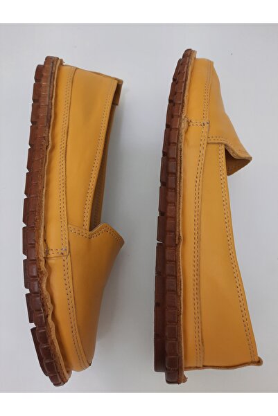 KAPAR 100% piele naturală și model de balerină casual de culoare galbenă realizat manual