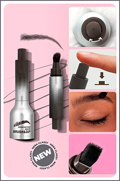 Nera Classy Brow-Fection Angled Brush&Dip Eyebrow Brush, Waterproof Kaş&Saç Dövme Kalemi, Kalıcı Kaş&Saç Boyası