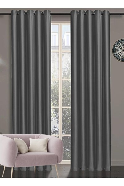 GOCCIA HOME Halkalı Blackout Karartma Tek Kanat Fon Perde Koyu Gri