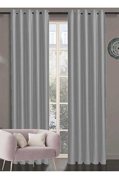GOCCIA HOME Halkalı Blackout Karartma Tek Kanat Fon Perde Açık Gri
