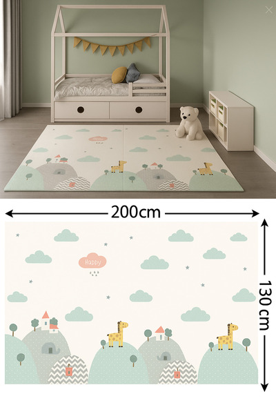 Urrenn ÖZEL Katlanabilir Çocuk Bebek Oyun Matı Oyun Aktivite Halısı - 200x130x1 cm - YENİ