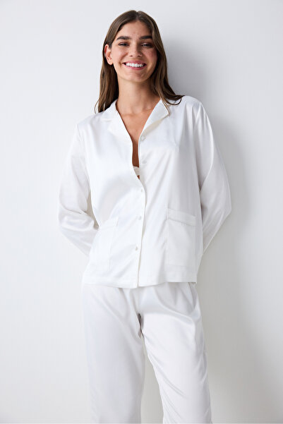 Penti Bridal Aura Kırık Beyaz Gömlek Pantolon Pijama Takımı